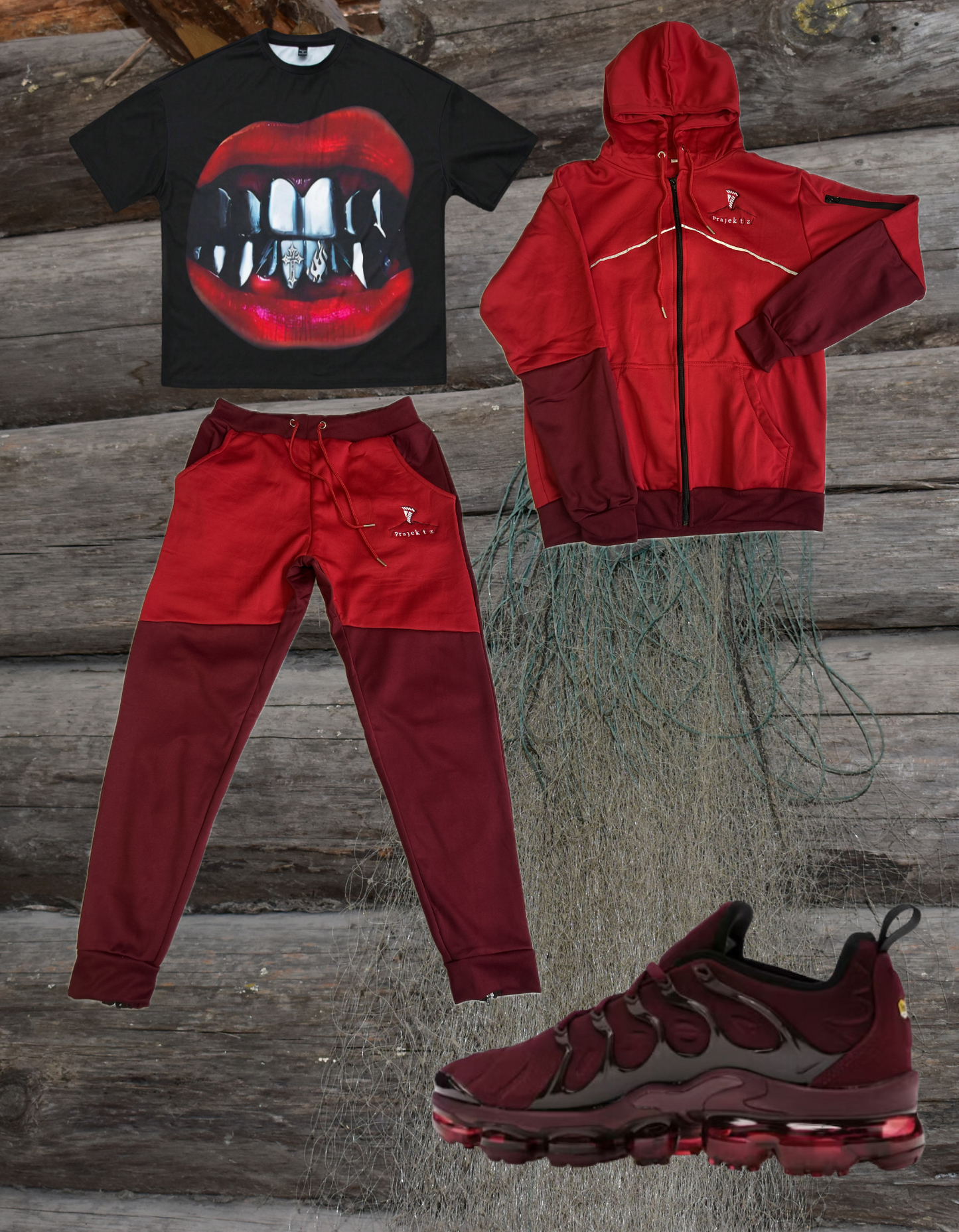 Red Zip Up Track Suit